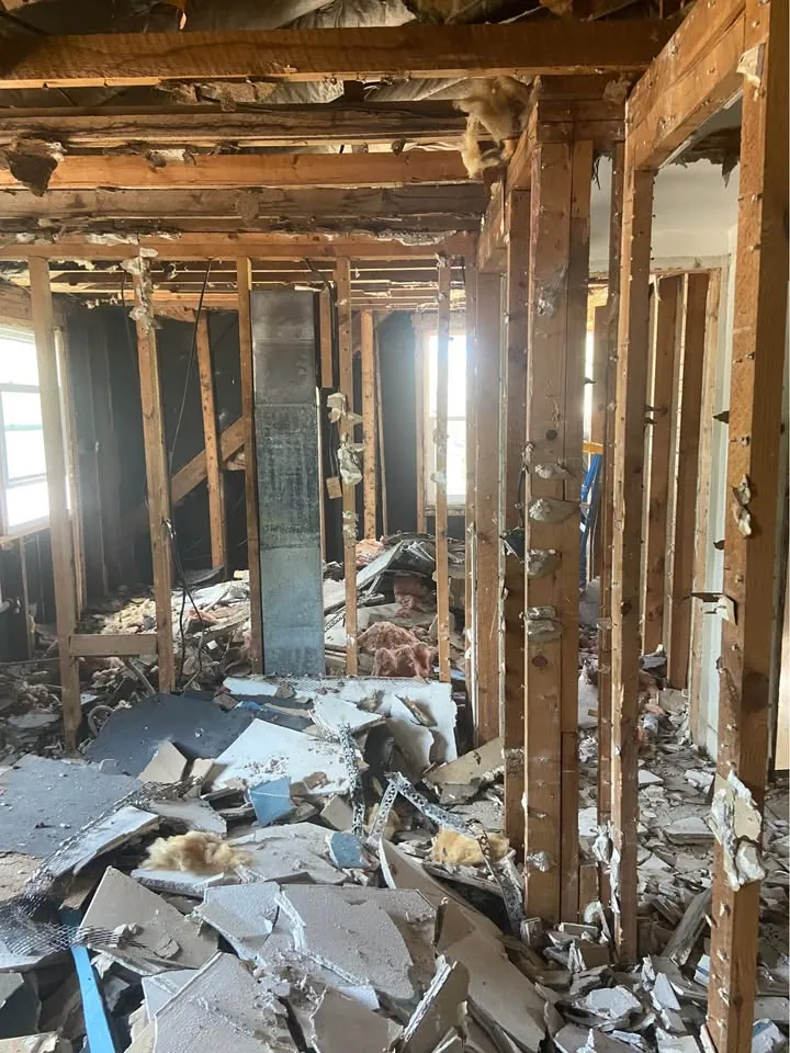 Interior room with wall finishes removed