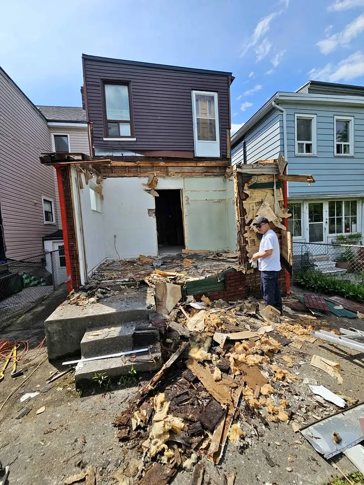 Rear portion of a house opened during demolition
