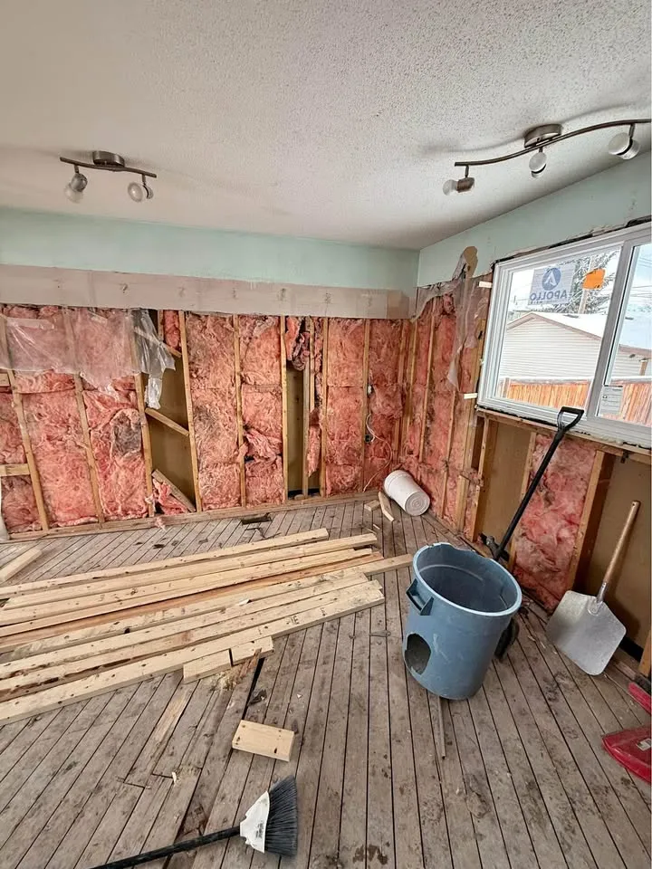 Kitchen wall opened while adjacent finishes remain